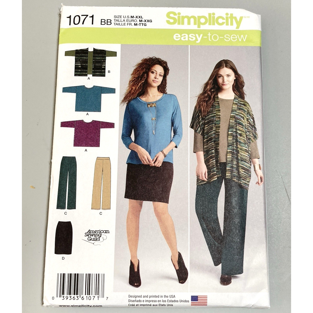 Simplicity 1071 *KNITS ONLY* Skirt Pants Top Vest Pattern Misses M-XXL UNCUT